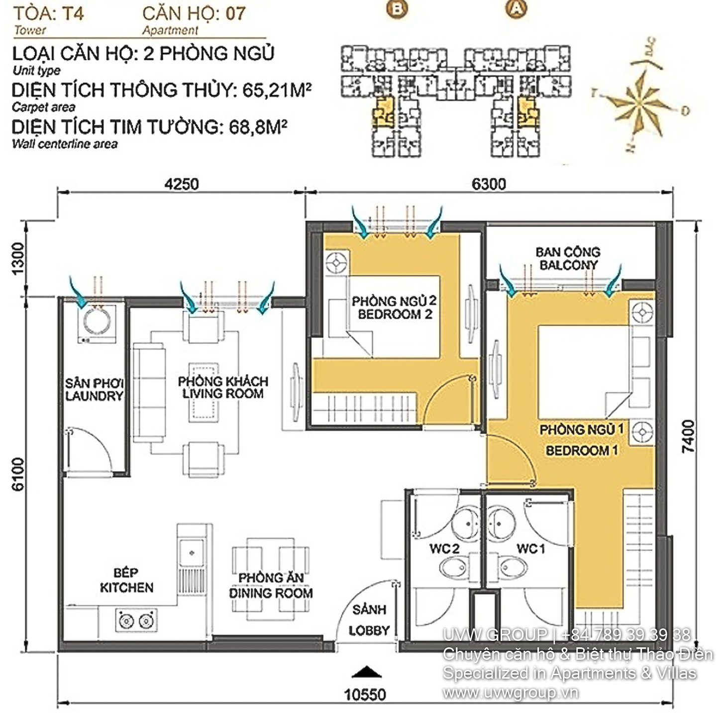 Căn hộ Masteri Thảo Điền 2PN cho thuê | $680 | Đầy đủ nội thất 2