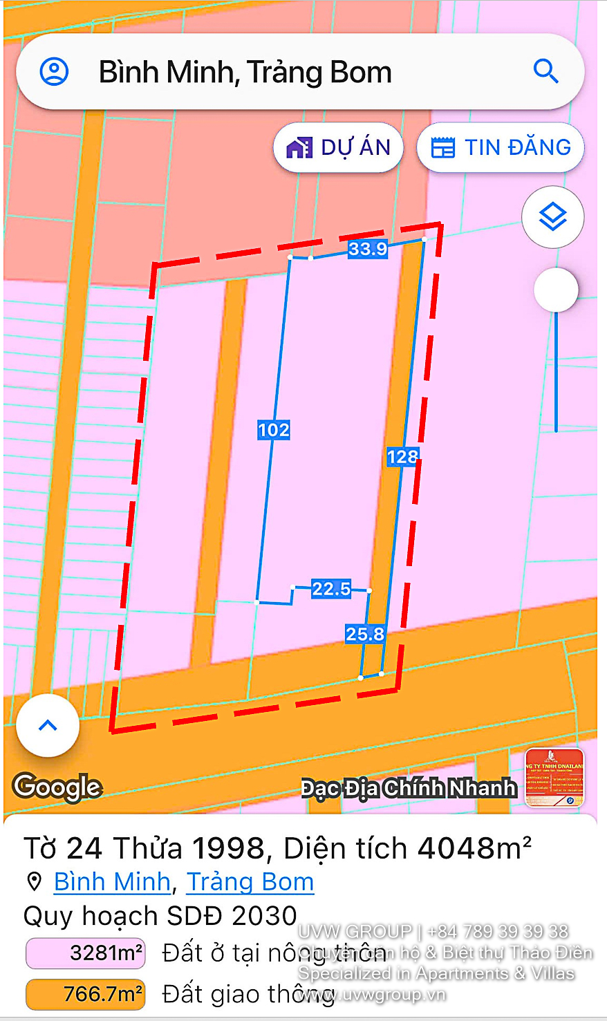 Bán đất tại Trảng Bom – Đồng Nai | 9.730m² | 1,4 triệu đô la | 4 lô đất liền kề 2
