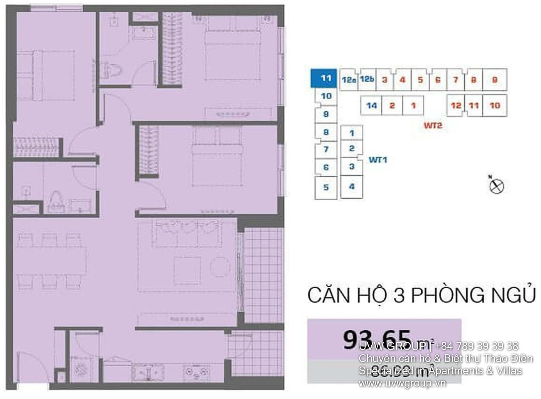 Cho thuê căn hộ Wilton Tower Bình Thạnh | 94m² | 1.500 đô la | 2PN (Đã cải tạo) | Nội thất đầy đủ 2